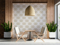 Floral Symmetry Wallpaper – Decorative wall design showcasing repeating floral motifs in balanced arrangements.