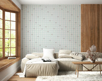 Soft Daisy Stripe Wall Mural – Calm, charming wallpaper with fresh floral daisies layered on gentle stripes.