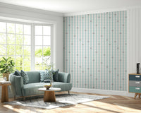 Pastel Daisy Stripe Wall Mural – Soft, charming wallpaper featuring daisies over pastel-colored stripes.