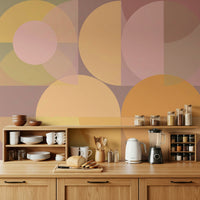 A modern Geometric Wallpaper mural featuring a harmonious blend of soft pastel shapes.