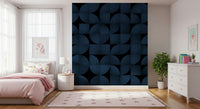 Textured Blue Stone Wall Mural – Subtle layers of blue stone creating depth and character in a retro-inspired design.