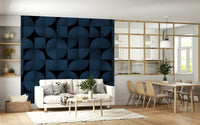 Retro Blue Stone Wall Mural – Mid-century modern design featuring natural stone textures in soft blue hues.