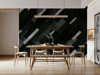 Charcoal Grey Silver Wall Mural – Textured abstract mural with soft grey gradients, dark charcoal, and silver highlights.