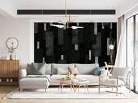 Charcoal Silver Texture Wall Mural – Artistic wall mural with layered urban-inspired textures and reflective silver details.