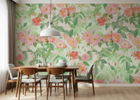 Vintage Botanical Rose Wall Mural – Traditional rose garden illustration in muted, sophisticated vintage tones.