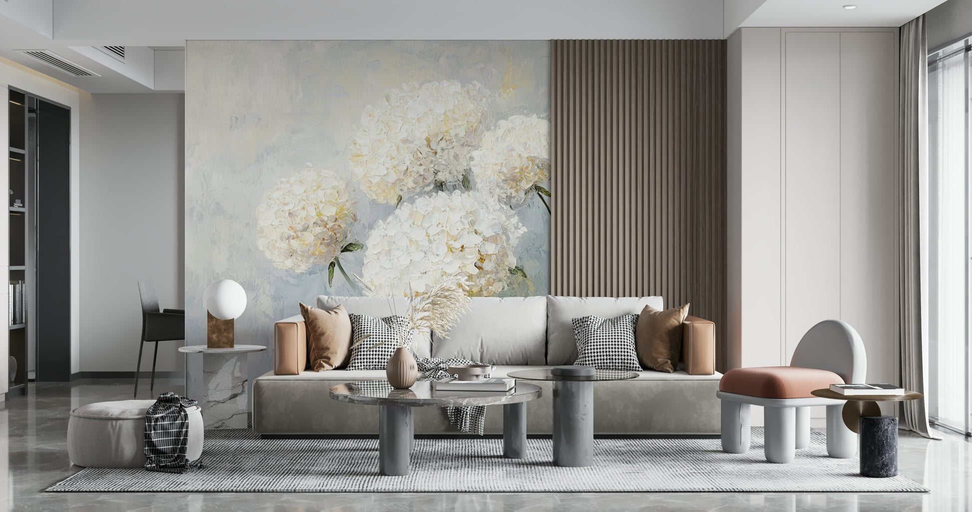 Soft Bloom Pastel Flower Wall Mural – Dreamy blend of watercolor florals and impressionist art for a refined modern space.