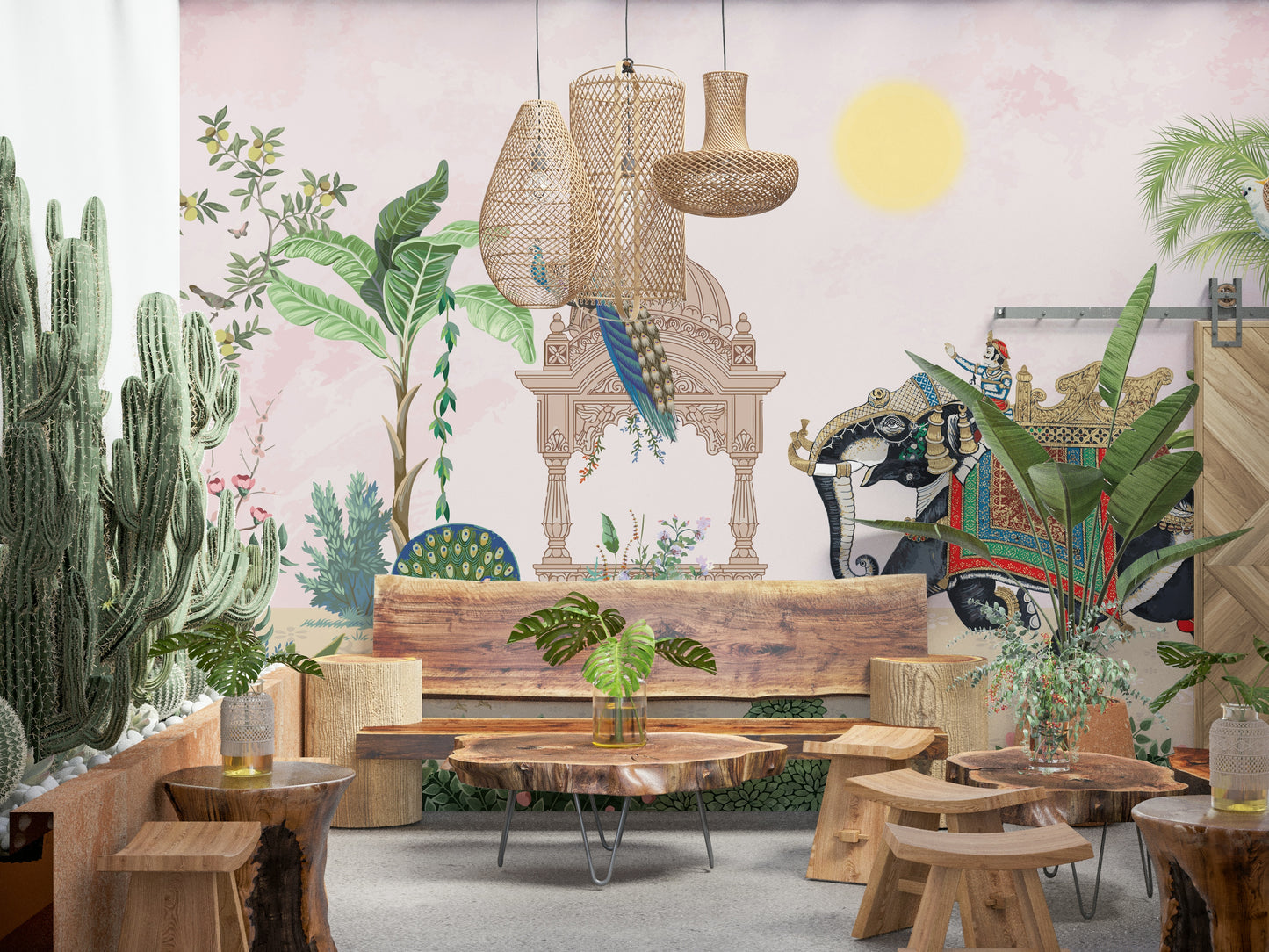 Exotic Peacock Elephant Wall Mural