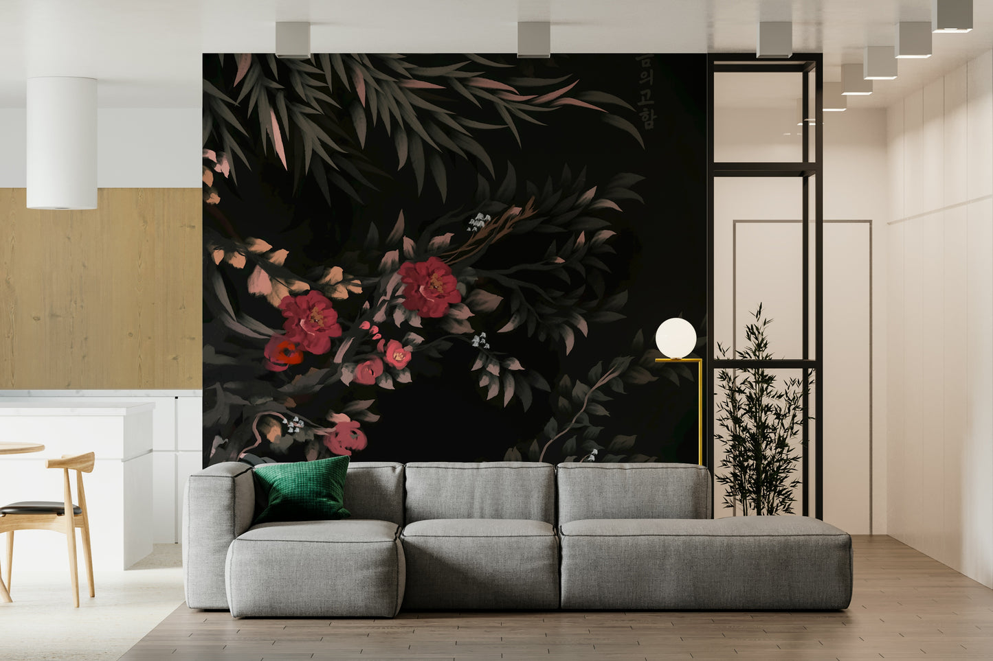 Traditional floral mural inspired by Joseon dynasty folk paintings