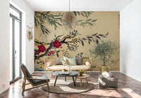 Cultural wall art depicting classic Korean floral folk painting designs