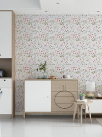 Elegant wallpaper featuring soft painterly floral petals in pastel tones