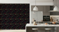 Whimsical dark floral wallpaper evoking a hidden secret garden