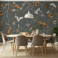 Detailed wall mural capturing the charm and magic of a whimsical woodland