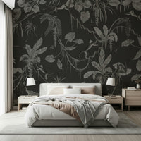 Nature-inspired wall art depicting a serene jungle under twilight skies
