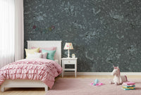 Soft, misty forest scene in the Woodland Slumber Wall Mural evoking rest and relaxation.