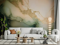Abstract mural showcasing fluid stone layers and gentle gradients for a dreamy, modern look.