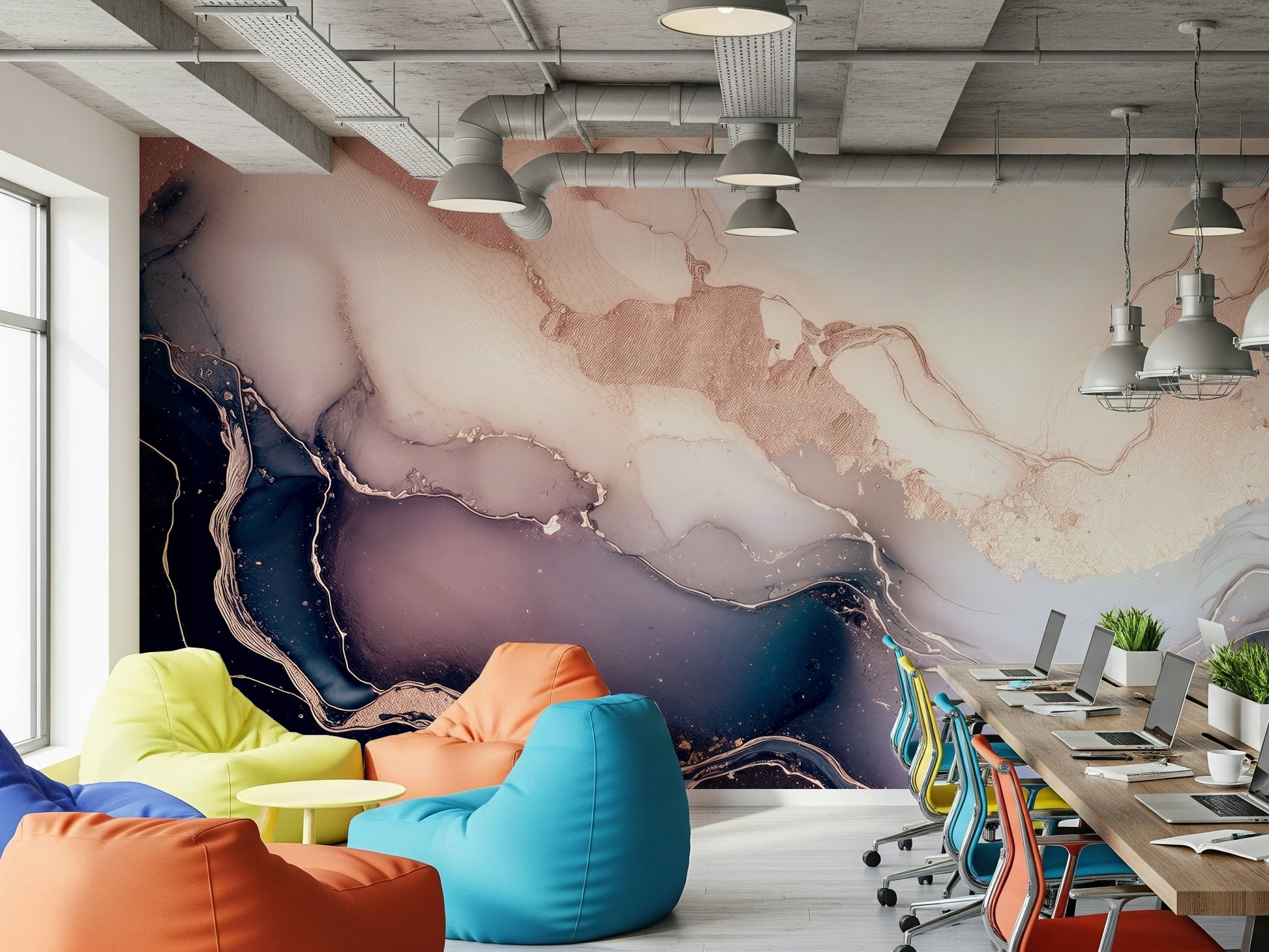 Soft Mineral Hues Purple mural blending pastel purples and mineral veining for refined décor.