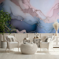 Mystic Mineral Layers Blue design mural blending marble-inspired patterns and fluid mineral artistry.