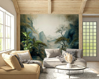 Quiet River Valley design mural with soothing colors and a peaceful countryside atmosphere.