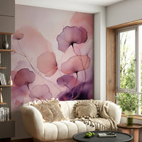 Elegant floral wall mural with soft petals and airy tones creating a tranquil, romantic atmosphere.