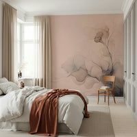 Artistic wall mural inspired by air and light, featuring elegant upward movement and serene colors.