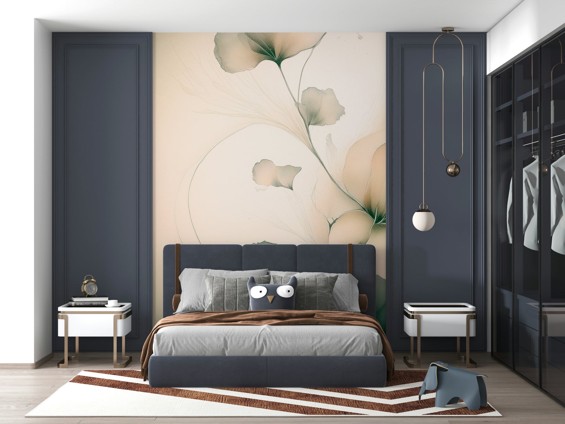 Whispering Petals design mural with subtle floral details and a light, ethereal atmosphere.