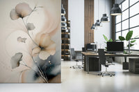Dreamy floral wall mural with soft petals and graceful brushstrokes for elegant modern interiors.