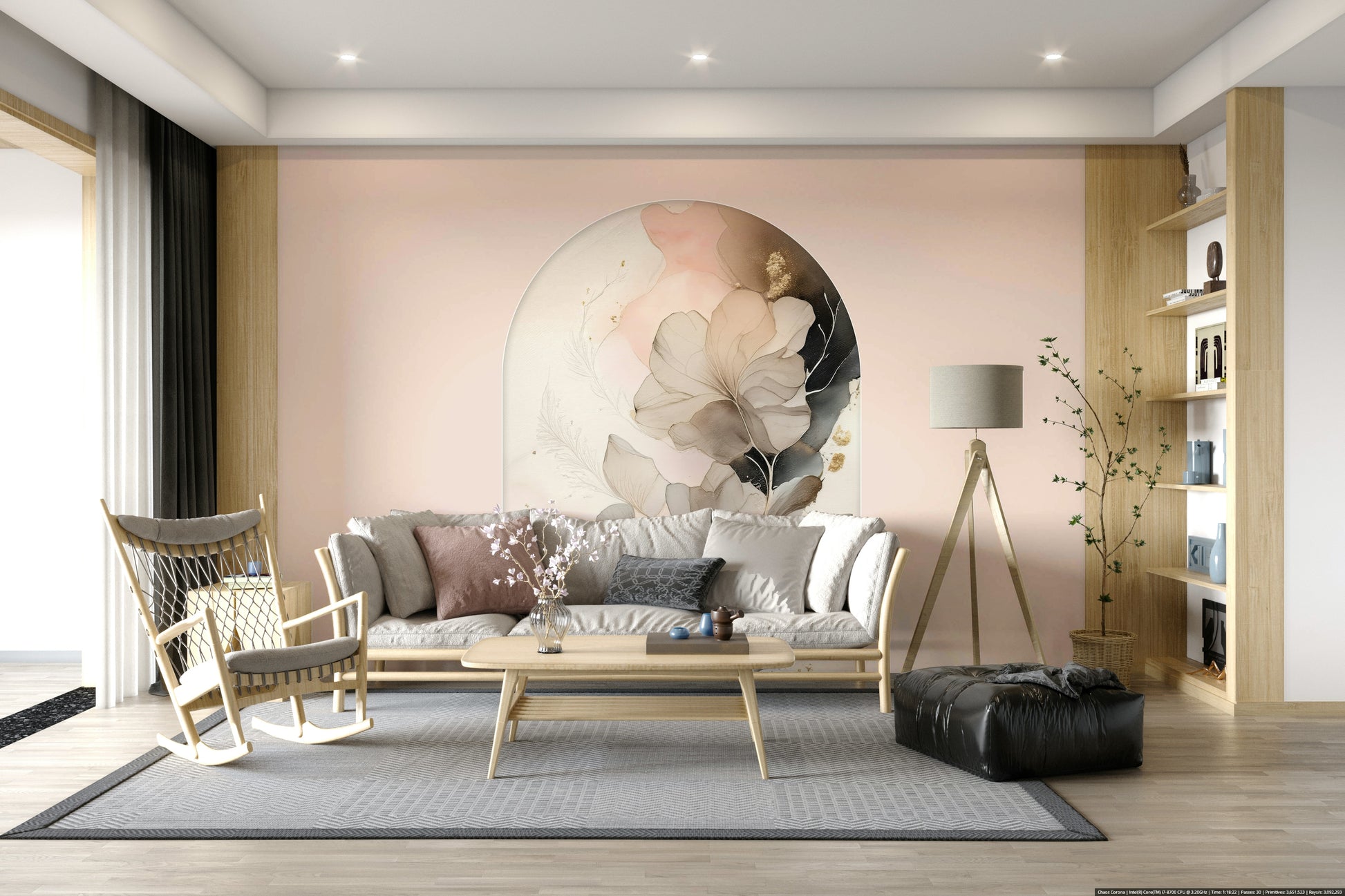 Soft Petal Serenity wall mural featuring delicate watercolor petals in calming pastel tones.