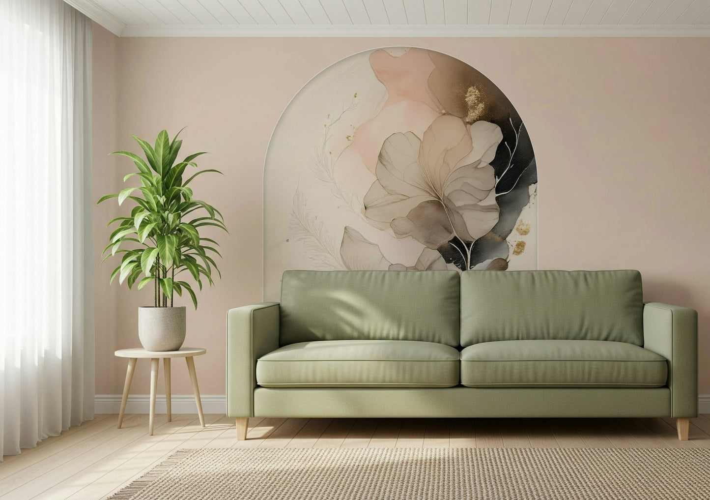 Romantic wall mural showcasing gentle flower petals for a tranquil and elegant interior look.