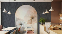Whimsical floral archway mural blending soft blossoms and dreamy tones for a fairytale effect.