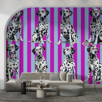 Diamond Dalmata wall mural featuring bold geometric diamond patterns with a speckled, modern design.