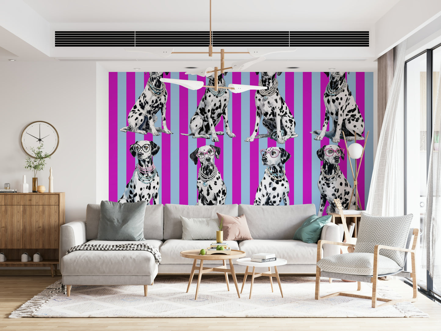 Elegant Diamond Dalmata wall mural adding modern contrast and graphic flair to interior walls.