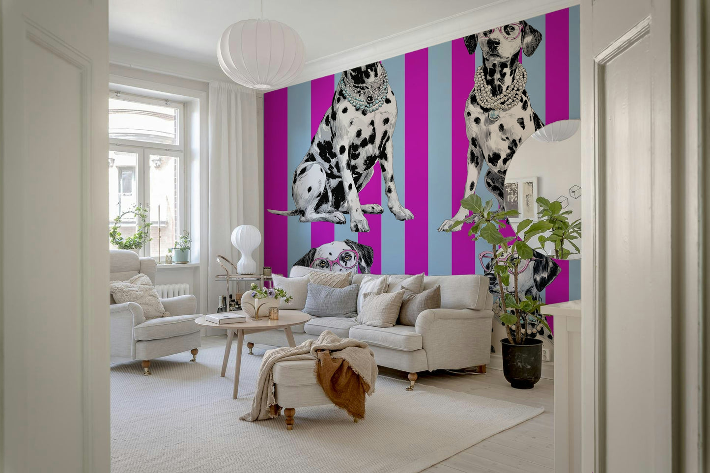 Stylish Diamond Dalmata wall mural blending abstract dots and angular forms for trendy interiors.