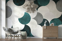 Circle Abstract Wall 03 mural with soft tones and overlapping round forms for a contemporary look.