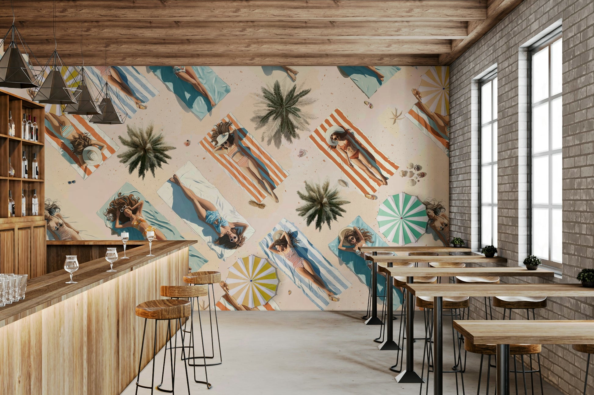 Tranquil wall mural capturing the soft glow and calm hues of summer’s edge.