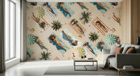 Edge of Summer design mural evoking seaside serenity and golden sunset reflections.