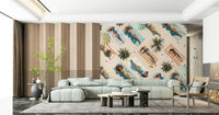 Minimalist summer-inspired wall mural with soft colors and tranquil scenic tones.
