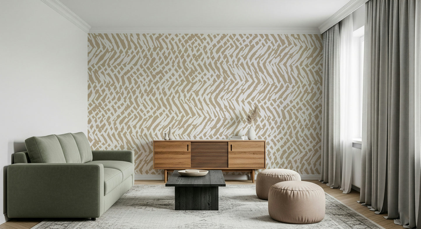 Abstract weave design mural with expressive brushstrokes for a sophisticated artistic vibe.