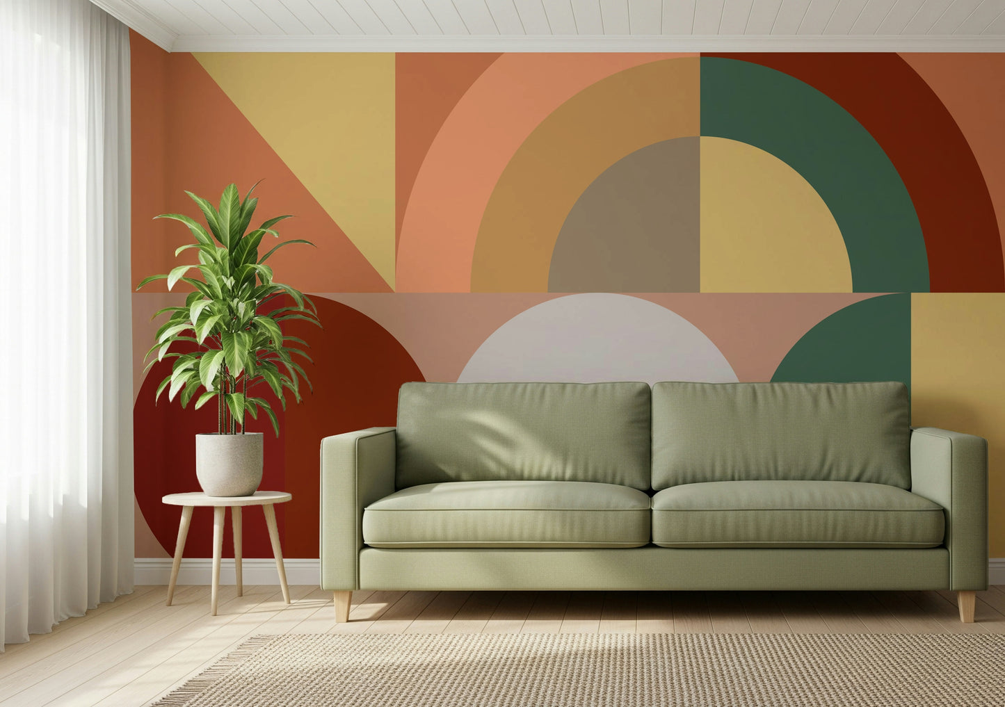 Autumn décor wallpaper mural in natural, muted hues creating a serene, seasonal atmosphere.