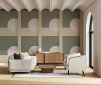 Abstract geometric wallpaper mural featuring smooth gradients and refined, modern design.