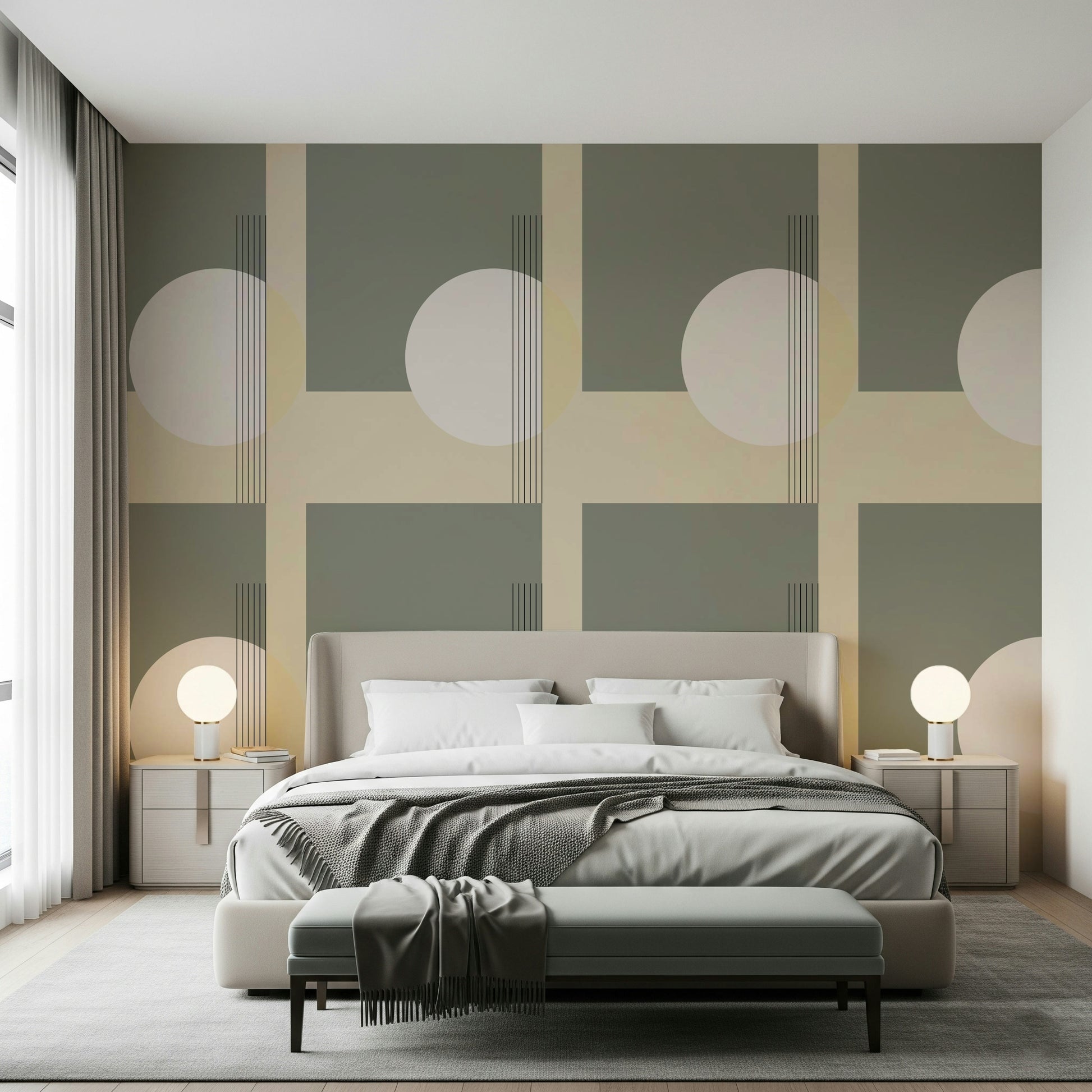 Soft Contrast geometric wall mural adding subtle depth and visual harmony to interior walls.
