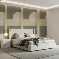 Elegant minimalist geometric mural in neutral colors, perfect for sophisticated interiors.