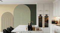 Architectural-inspired minimalist arch mural adding visual depth and calm simplicity to interiors.