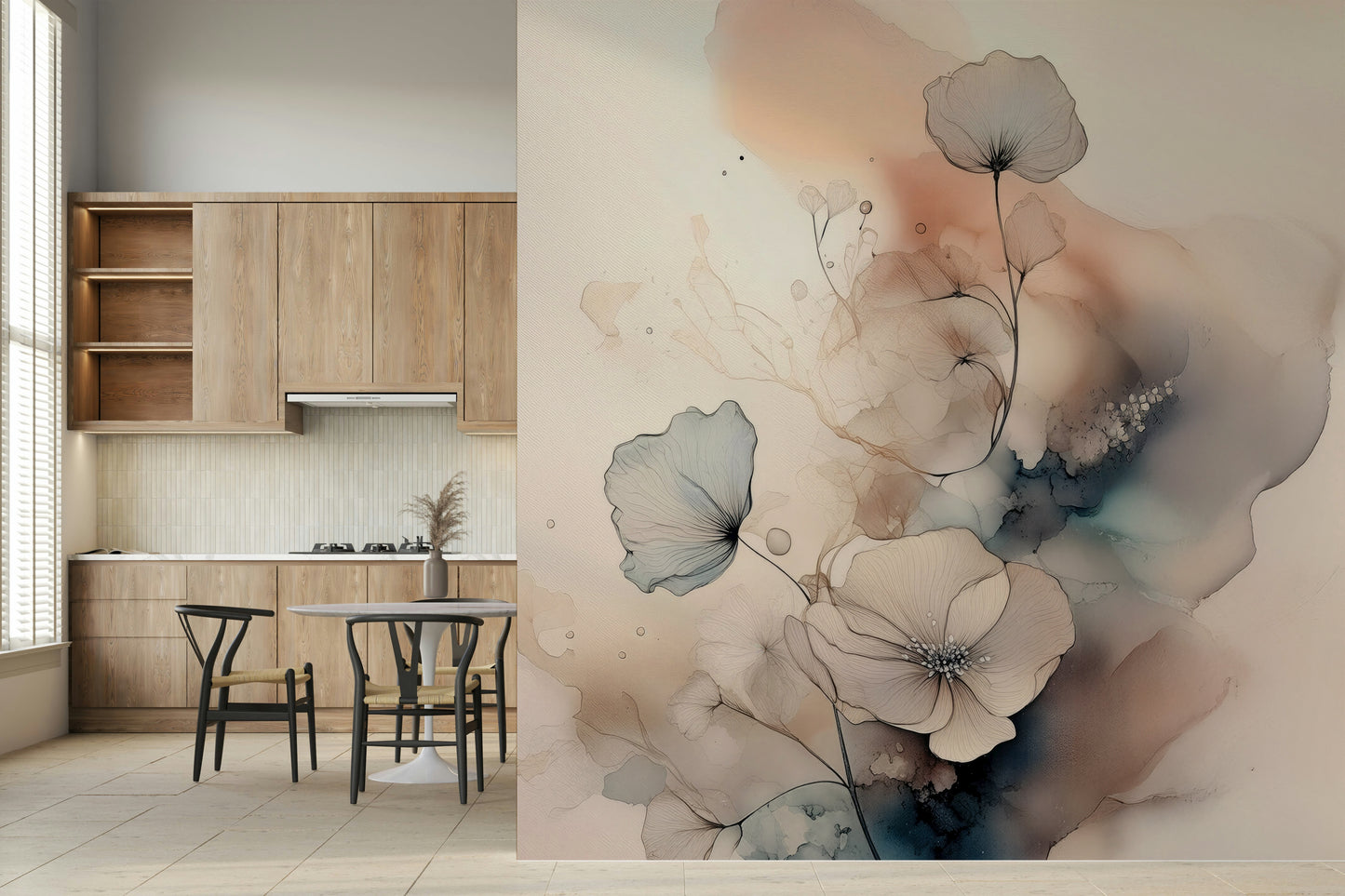 Watercolor Spiral Bloom Wall Mural