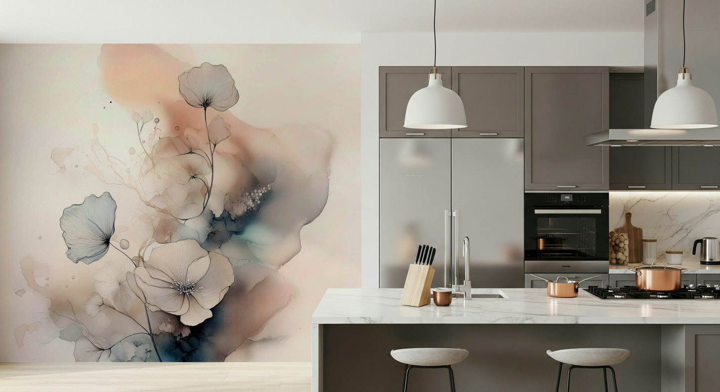 Watercolor Spiral Bloom Wall Mural