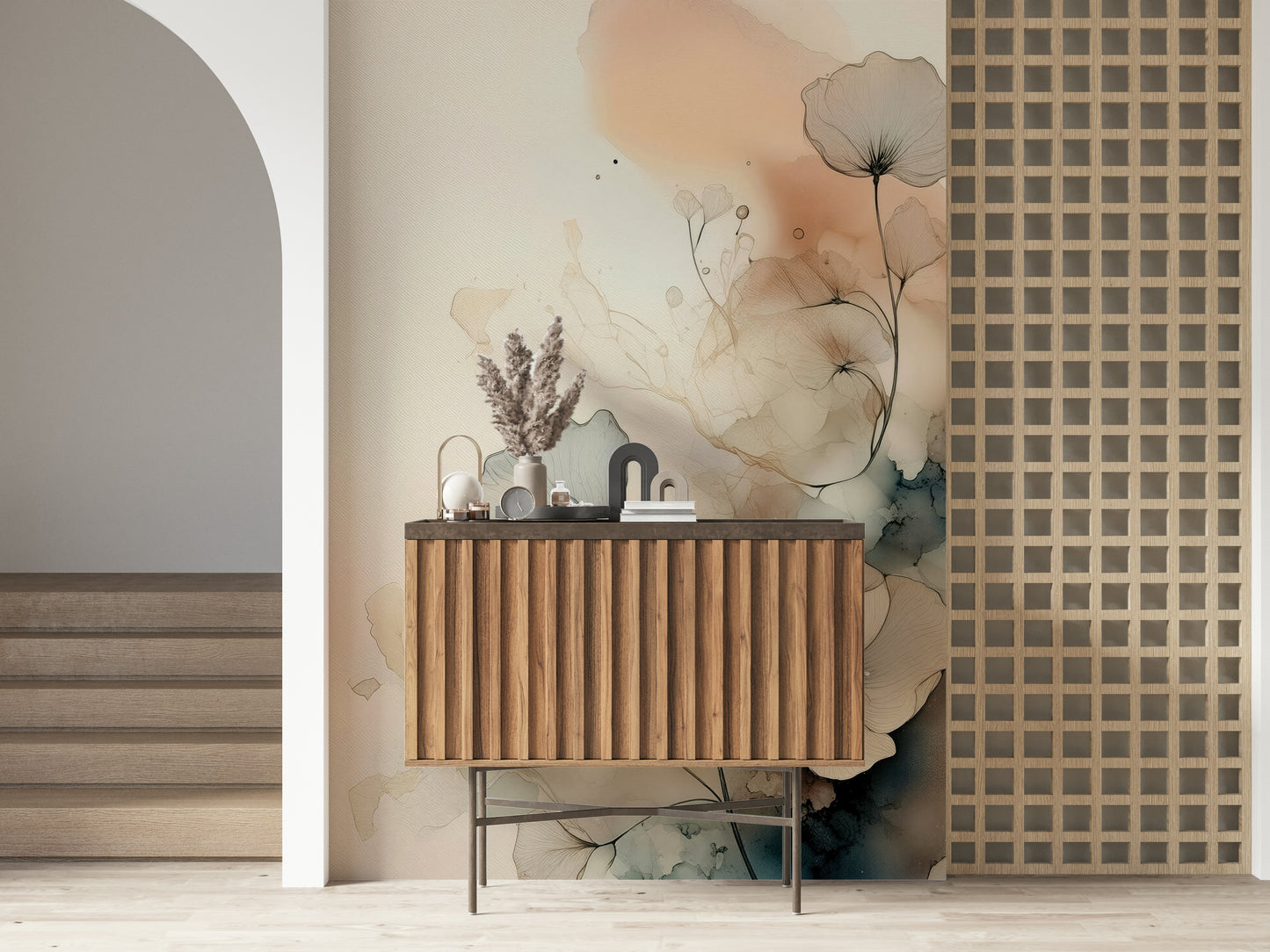 Dusky Ink Petals Wall Mural