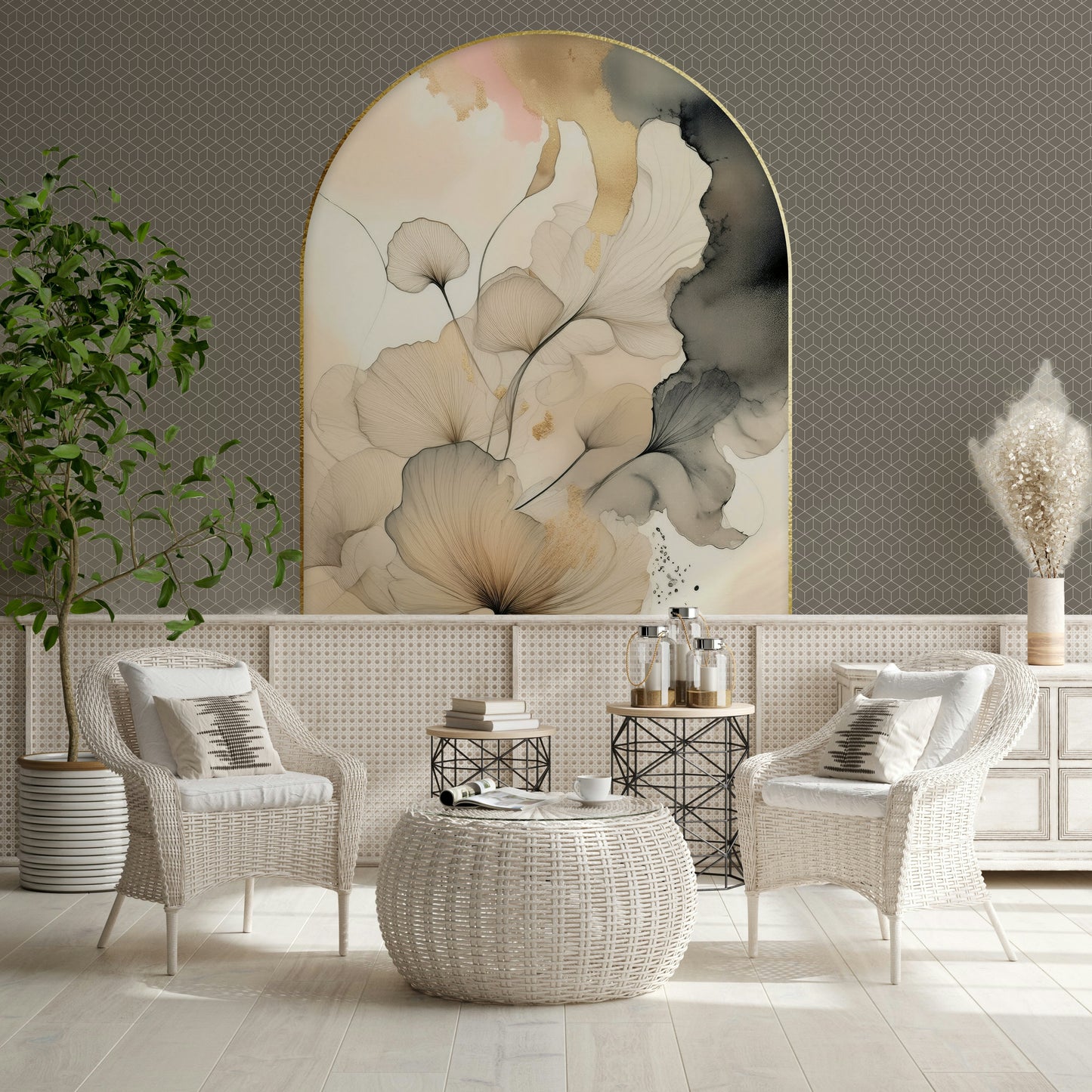 Elegant Gingko Archway Wall Mural