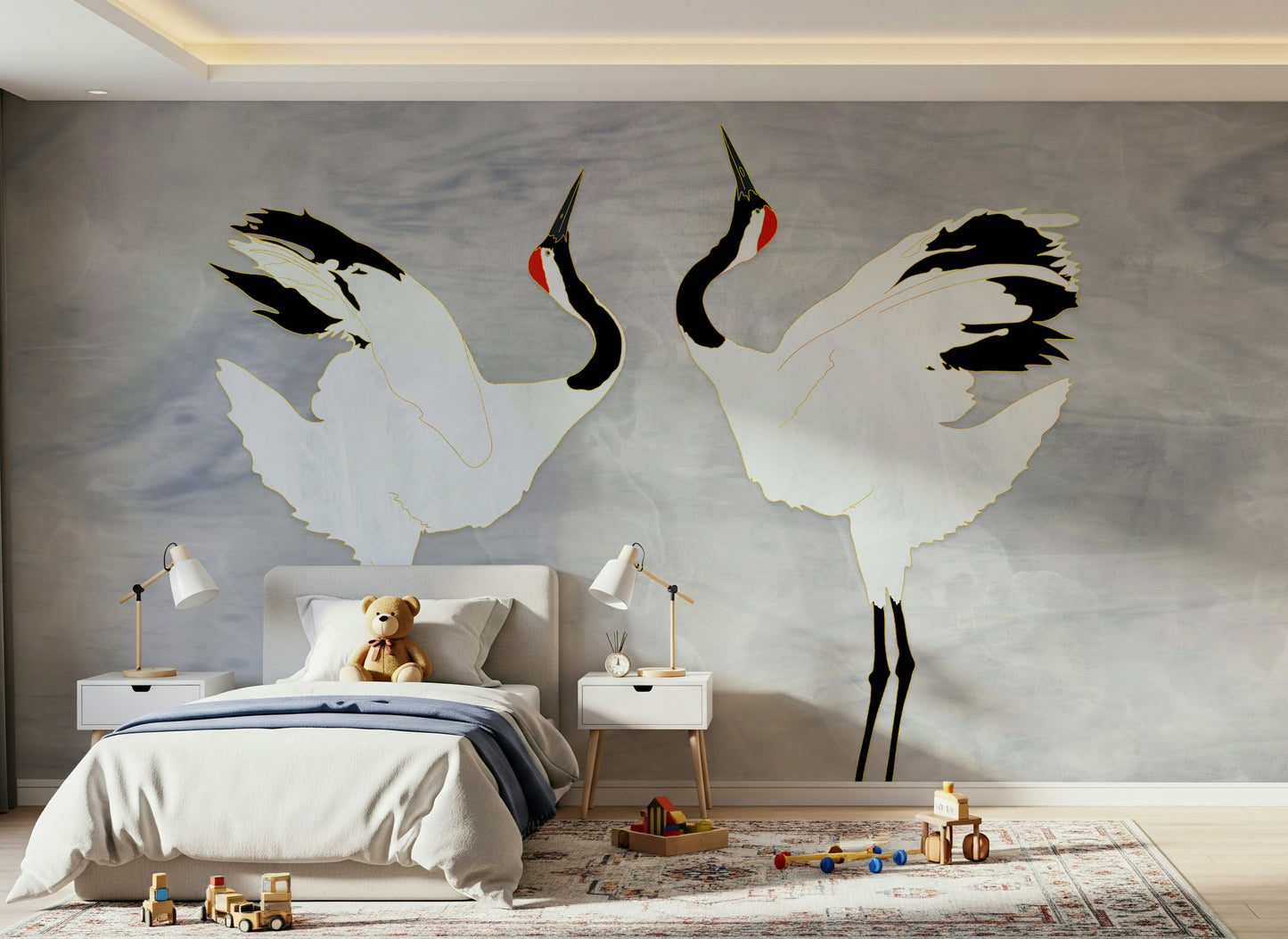 Dancing Cranes Wall Mural
