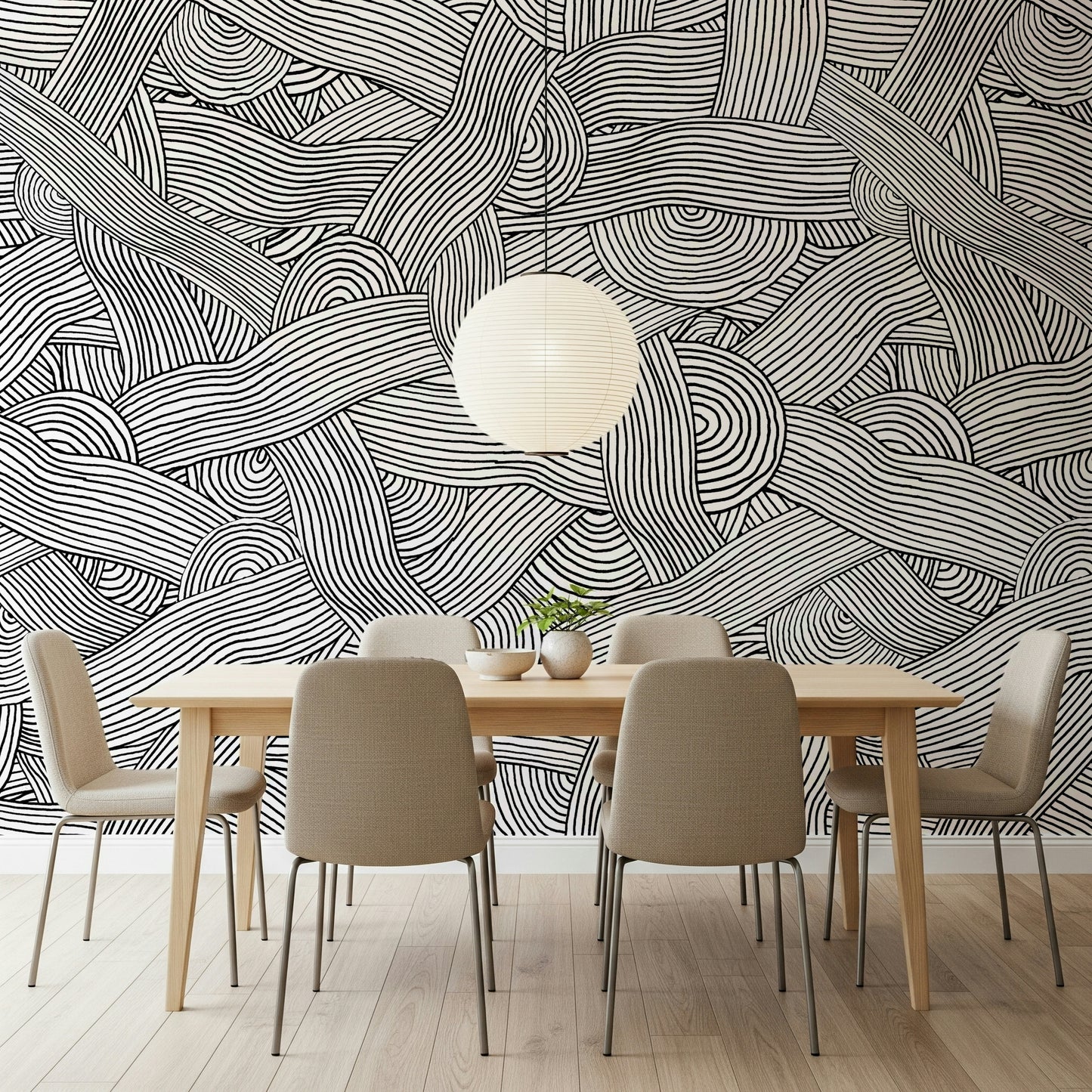 Monochromatic Striped Maze  Wall Mural