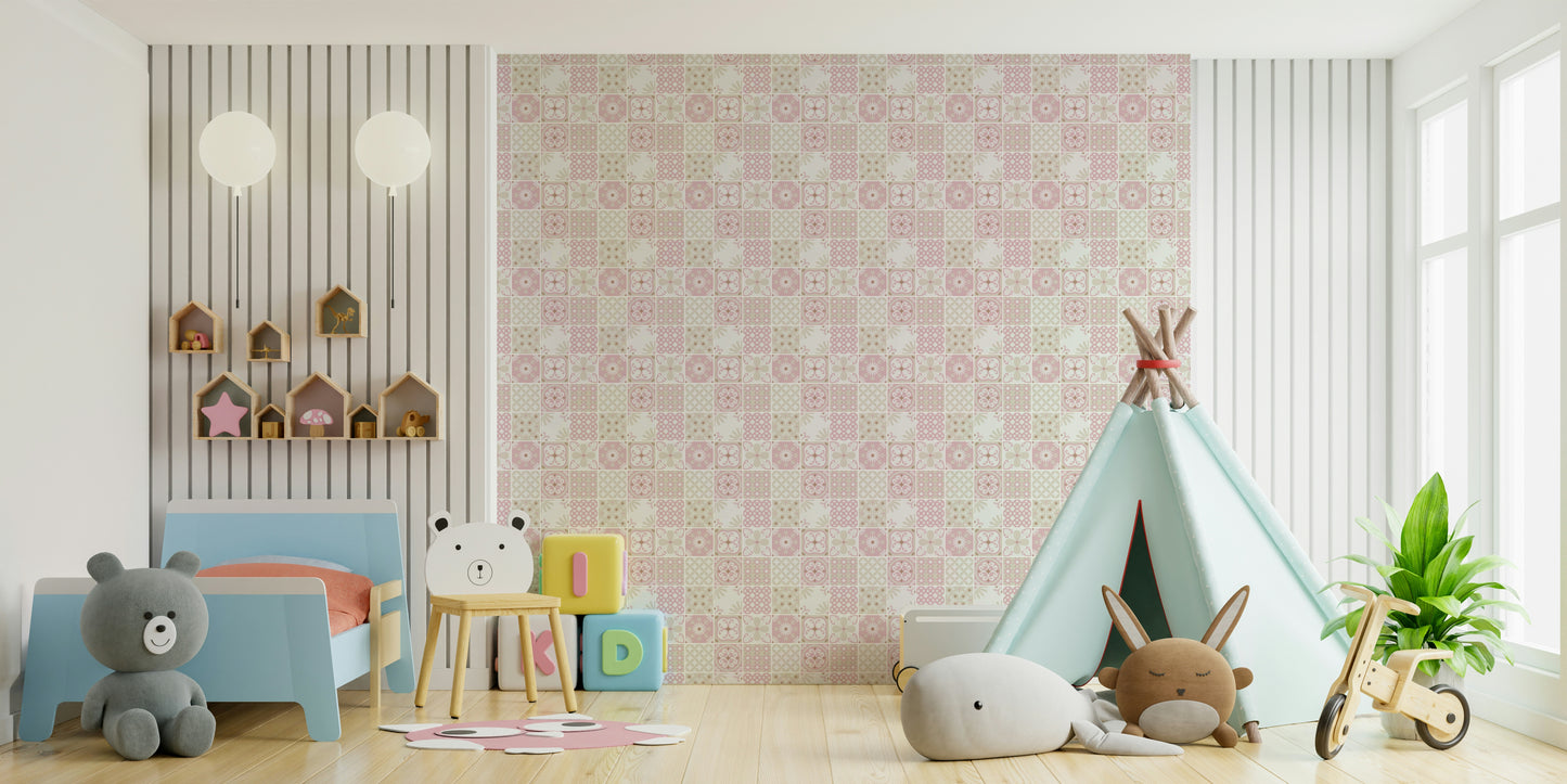 Vintage Folk Tiles – Blush Pink