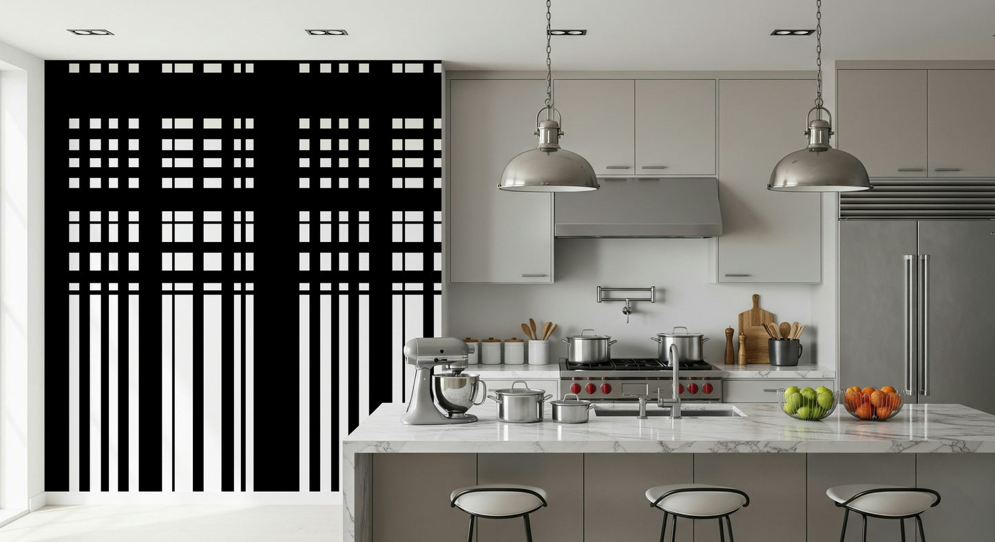 Minimal Black & White Stripes Wall Mural